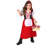(M 7-9 years (120-130 cm)) Long Little Red Riding Hood costume for girls