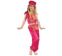 (M 7-9 years (120-130 cm)) Pink and gold oriental dancer costume for girls