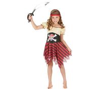 (M 7-9 years (120-130 cm)) Yellow and red pirate costume for girls