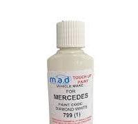 M.A.D MYLDAN AUTO DESIGN M.A.D TOUCH UP PAINT FOR MERCEDES BENZ DIAMOND WHITE 799 BOTTLE BRUSH PEN *BASE & PEARL* REPAIR (PAINT & LACQUER, 30 Milliliters)