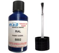 M.A.D MYLDAN AUTO DESIGN MAD PAINTS Touch Up Paint for RAL 5002 ULTRAMARINE BLUE - 30ml Kit with Built-in Brush, Scratch Paint Repair Kit