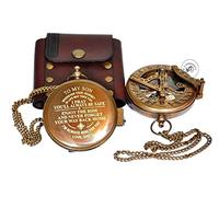 M A HANDICRFT Nautical Antique Brass 2.5 inch Sundial Working Compass with Leather Pouch Maritime Vintage Navigational Push Button Pocket Compass Gift for Christmas
