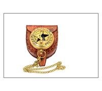 M A HANDICRFT Star Design Brass Sundial Compass with Leather Case - 2-Inch Vintage Nautical Working Compass Antique Navigation Gift for Men, Scouts, Hikers, Collectors