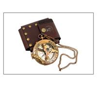 M A HANDICRFT Vintage Brass 2.5-Inch Sundial Compass with Leather Case - Antique Nautical Navigation Tool - Fully Functional Working Compass & Sundial - Handcrafted Maritime Gift