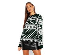 M&A PEAKS Adults Xmas Pullover Jumpers, Men Women Christmas Snowflake Knitted Pom Pom, Reindeer, Merry Christmas, 3D Printed Sweater, Soft Warm Winter Novelty Top UK Plus Size S to XL, (Green - XL)