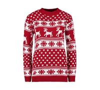 M&A PEAKS Adults Xmas Pullover Jumpers, Men Women Christmas Snowflake Knitted Pom Pom, Reindeer, Merry Christmas, 3D Printed Sweater, Soft Warm Winter Novelty Top UK Plus Size S to XL, (Red - S-M)