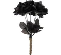 M&A PEAKS Halloween Black Rose Bouquet, Gothic Fake Roses with Realistic Stems Artificial Flowers For Corpse Bride Costume, Wedding Party, Haunted House, Fancy Dress, Office & Home Décor