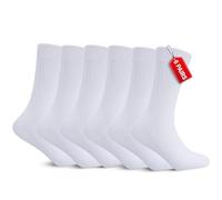 M&A PEAKS Mens Cotton Socks, 3, 6, 12 Pairs Multipack Soft Breathable Durable Casual Work Office Sports Everyday Dress Crew Socks Gift for Men UK Size 6-11 - (White - Pairs 6)