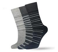 M&A PEAKS Mens Diabetic Socks, Adults Soft Grip Non-Elastic Flexible Loose Top Rich Cotton Gentle Skin Comfort Fit Breathable Circulation-Friendly Socks UK Size 6-11, (Stripe Socks - 3 Packs)