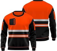 M&A PEAKS Mens Hi Vis Sweatshirt, 2 Tone High Visibility Fleece Safety Work Security Pullover Long Sleeves Contrast Reflective Effects Round Neck Menswear Top Jumper UK S To XXL