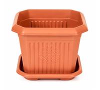 M&A PEAKS Plastic Square Flower Plant Pot Set with Tray, Thick Durable Nursery Pots for Succulents, Orchids, Vegetables, Herbs, Seedlings, Transplanting, Indoor & Outdoor Use, Pack of 1