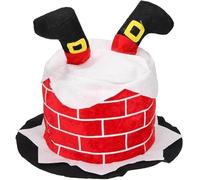M&A PEAKS Santa Stuck in Chimney 3D Christmas Hat, Adult & Teen Funny Novelty Xmas Party Accessory Festive Fancy Dress Headwear Hilarious Santa Legs Sticking Out Chimney Costume for Holiday Events