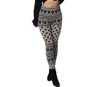 M&A Peaks® Womens Christmas Knitted Trousers Legging - Ladies Xmas Warm Winter Elasticated Waist Slim Fit Leggings Tights for Sports Workout One Size UK (Heart Grey)