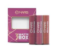 M..A..RS Matte Box Set of 3 Lipsticks for Women | Long-Lasting | Smooth Finish | Moisturising | One Swipe Pigmentation | (3x3.2 gm) (02-Peaches & Nudes)