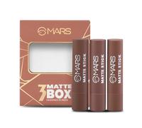 M..A..S Matte Box Set of 3 Lipsticks for Women | Long-Lasting | Smooth Finish | Moisturising | One Swipe Pigmentation | (3x3.2 gm) (04-Brown)