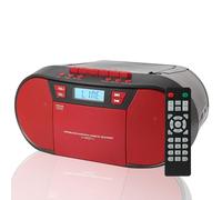 M-Amazup CD Player Boombox Cassette Player Combo with Bluetooth, AM/FM Radio, Stereo Sound with Remote Control, AUX/USB Drive, Tape Recording, AC/DC Powered, Headphone Jack, Red V60098BT-BLK