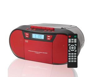 M-Amazup CD Player Boombox Cassette Player Combo with Bluetooth, AM/FM Radio, Stereo Sound with Remote Control, AUX/USB Drive, Tape Recording, AC/DC Powered, Headphone Jack, Red V60098BT-BLK