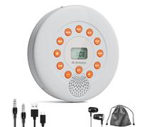 M-Amazup CD Player Portable, Rechargeable Portable CD Players for Home, Built-in Speakers and Headphones Supports CD/U Disk/AUX/A-B Repeat/LCD Display/10 Speeds/Anti Skip, for Home/Car White