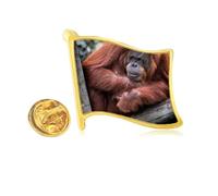 m Animal Orang-utan Golden Metal Flag Lapel Pin Badge