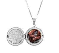m Animal Orang-utan Locket Necklace Hold Picture Jewelry Birthday Gift