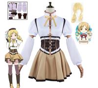 (M) Anime Puella Magi Madoka Magica Mami Tomoe Cosplay Costume Lolita Dress Uniform Halloween Carnival Party Performance Set