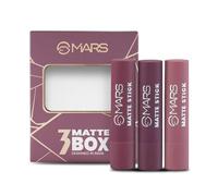 M;AR..S Matte Box Set of 3 Lipsticks for Women | Long-Lasting | Smooth Finish | Moisturising | One Swipe Pigmentation | (3x3.2 gm) (03-Plum)