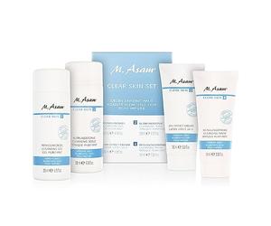 M. Asam CLEAR SKIN Set - refreshing Cleansing Gel (200ml), 4-in-1 Cleansing Tonic to help combat spots & blackheads (200ml), mattifying moisturizer 24h Effect Cream (100ml) & Cleansing Mask (100ml)