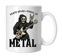M.ASH SUPPLY Death Never Looked So Metal Funny Novelty Mug, Premium 11oz Glossy White Coffee Cup, Double-Sided Print, Dishwasher & Microwave Safe - Unique Birthday & Secret Santa Gift
