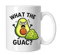 M.ASH SUPPLY What The Guac Funny Novelty Mug, Premium 11oz Glossy White Coffee Cup, Double-Sided Print, Dishwasher & Microwave Safe - Unique Birthday & Secret Santa Gift