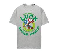 (M, Athletic) Captain America Womens/Ladies Lucky Super Hero Heather St Patricks Day T-Shirt