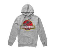 (M, Athletic Heather) Jurassic Park Unisex Adult Distressed Logo Hoodie