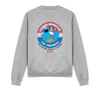 (M, Athletic Heather) Sesame Street Unisex Adult Cookie For President Cookie Monster Sweatshirt