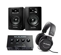 M-Audio Bundle - USB Audio Interface, 4.5" Studio Monitor Speakers and Over Ear Headphones for Recording, Gaming, Streaming, Podcasting