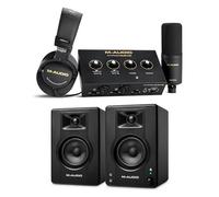M-AUDIO BX3 Pair Bluetooth Studio Monitors Bundle with Dual XLR HD Audio Interface Pack for Studio Recording, Music Production, Podcasting, Streaming