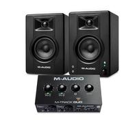 M-AUDIO BX4 Pair Bluetooth Studio Monitors Bundle with Dual XLR Audio Interface for Studio Recording, Music Production, Podcasting, Streaming