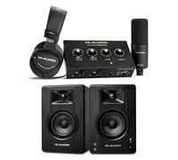 M-AUDIO BX4 Pair Bluetooth Studio Monitors Bundle with Dual XLR HD Audio Interface Pack for Studio Recording, Music Production, Podcasting, Streaming