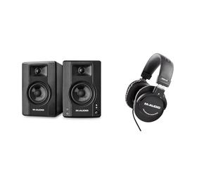 M-Audio BX4BT 4.5" Studio Monitors & PC Speakers with Bluetooth for Recording and Multimedia & HDH40 - Over Ear Studio Headphones with closed back design, flexible headband and 2.7m cable