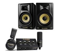 M-AUDIO Forty Eighty Studio Monitors Pair Bundle with Dual XLR HD Audio Interface Pack for Studio Recording, Music Production, Podcasting, Streaming
