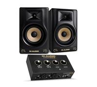 M-AUDIO Forty Sixty Studio Monitors Pair Bundle with Dual XLR HD Audio Interface for Studio Recording, Music Production, Podcasting, Streaming