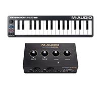 M-AUDIO Keystation Mini 32 MK3 MIDI Controller Bundle with M-Track Duo HD Audio Interface for Studio Recording, Music Production, Podcasting, Streaming