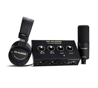 M-AUDIO M-Track Duo HD Audio Interface, M100 Condenser Microphone and HDH41 Studio Monitoring Headphones for Recording, Producers, Content Creators and Podcasters