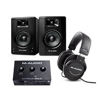 M-Audio Studio Bundle - USB Audio Interface, 3.5" Studio Monitors Pair and Over Ear Studio Headphones for Recording, Gaming, Streaming, Podcasting