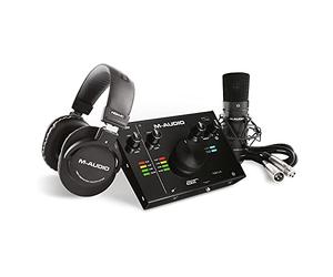 M-AUDIO USB C Audio Interface, XLR Condenser Microphone and Studio Headphones for Recording, Podcasting, Streaming with HD Sound - AIR192x4VSPro