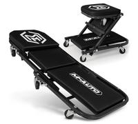 M-AUTO Foldable Z Creeper 2-in-1 Rolling Folding Car Creeper & Seat, 36" Adjustable Roller Garage Chair Lay Down or Sit, 330LBS Capacity Under Car Roller Creeper with 6 Swivel Casters, Black