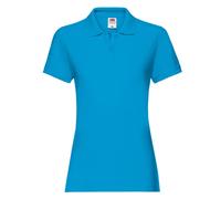 (M, Azure Blue) Fruit of the Loom Womens/Ladies Premium Plain Polo Shirt