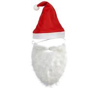 M B DREAMELLE Set of 2 Santa Hat and Beard Set, Soft Red Christmas Hat with White Beard for Holiday Party, Xmas, New Year Party Costume Accessories