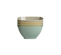 M&B GWPP Melamine Plastic Cereal Bowls/Snack Bowls, 27 oz Small Square Bowls for Snacks, Dessert, Salad, Yogurt - Set of 4 for Ice Cream, Soup, Side Dishes (Multi-Color)