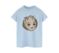 (M, Baby Blue) Marvel Mens I Am Groot Wooden Head T-Shirt