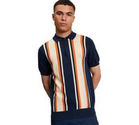 (M, Black) Ben Sherman Mens Vertical Stripe Short Sleeve Polo Shirt
