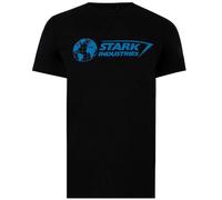 (M, Black/Blue) Marvel Mens Stark Industries Logo T-Shirt